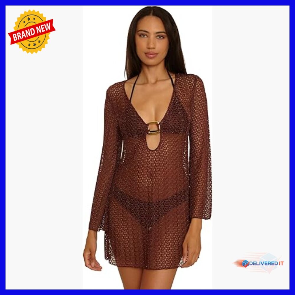 Small Nylon Crochet Tunic Cover Up With Bell Sleeves